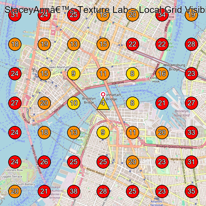 StaceyAnnâ€™s Texture Lab GeoGrid visibility map for Hair Salon in Brooklyn